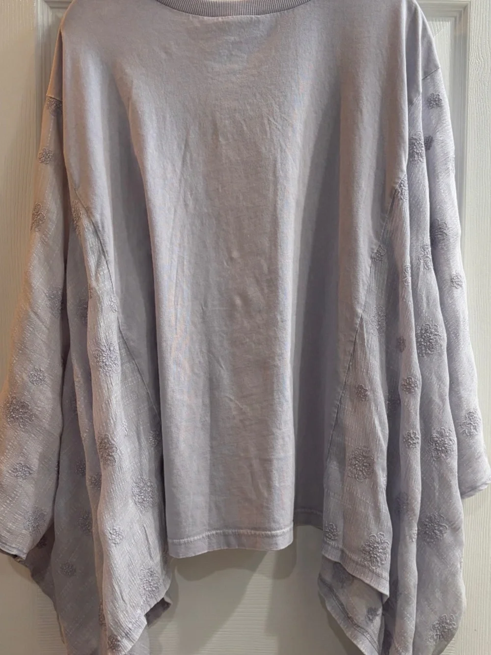 NEW EASEL PEACE PATCH FRONT MINERAL WASHED PONCHO TOP LILAC OVERSIZED SMALL - Picture 5 of 5